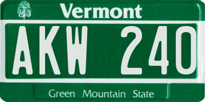 VT license plate AKW240