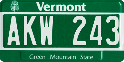 VT license plate AKW243