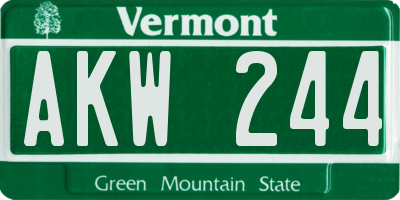 VT license plate AKW244