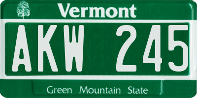 VT license plate AKW245