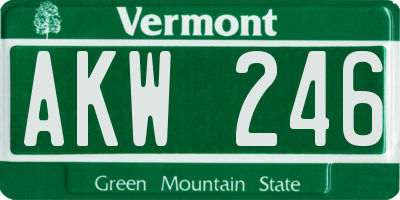 VT license plate AKW246
