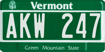 VT license plate AKW247