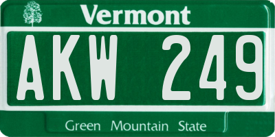 VT license plate AKW249
