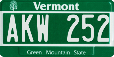 VT license plate AKW252