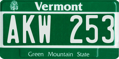 VT license plate AKW253