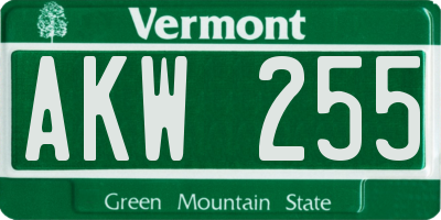 VT license plate AKW255