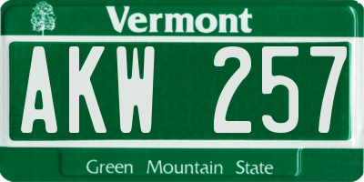 VT license plate AKW257