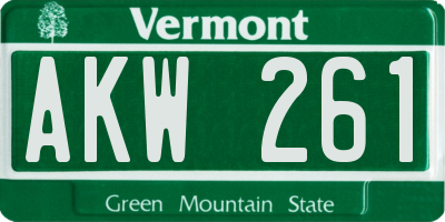 VT license plate AKW261