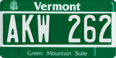 VT license plate AKW262
