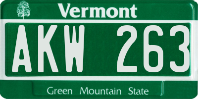 VT license plate AKW263