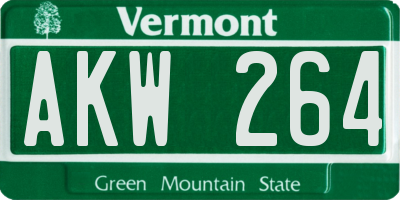VT license plate AKW264