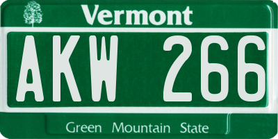 VT license plate AKW266