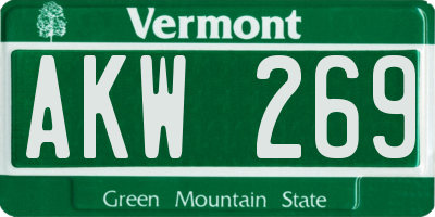 VT license plate AKW269