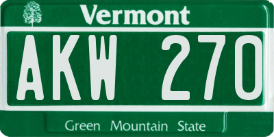 VT license plate AKW270