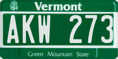 VT license plate AKW273