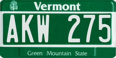 VT license plate AKW275