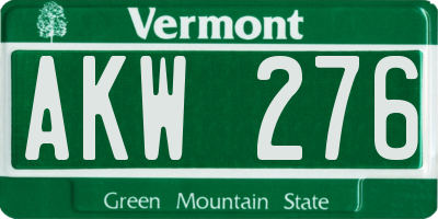 VT license plate AKW276