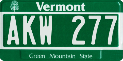 VT license plate AKW277