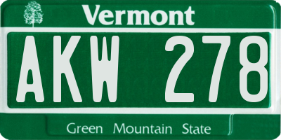 VT license plate AKW278