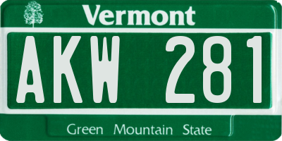 VT license plate AKW281
