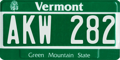 VT license plate AKW282