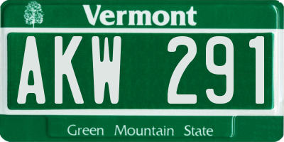 VT license plate AKW291