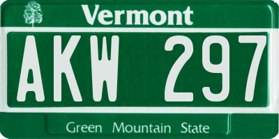 VT license plate AKW297