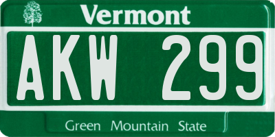 VT license plate AKW299