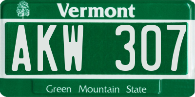 VT license plate AKW307