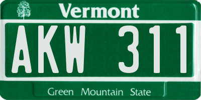 VT license plate AKW311