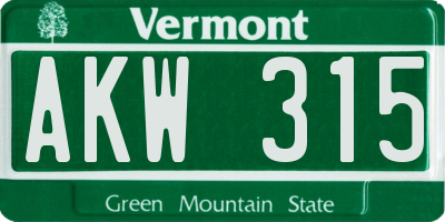 VT license plate AKW315