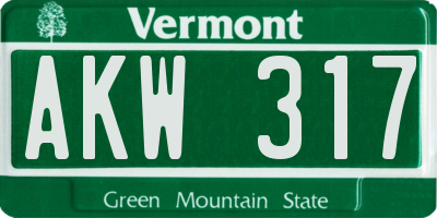 VT license plate AKW317