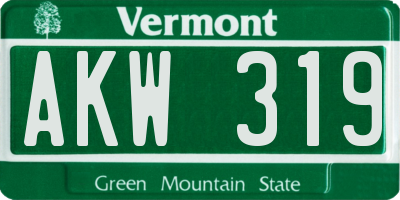 VT license plate AKW319