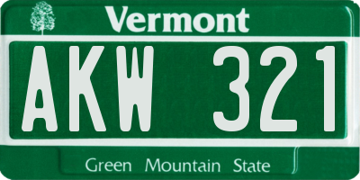 VT license plate AKW321