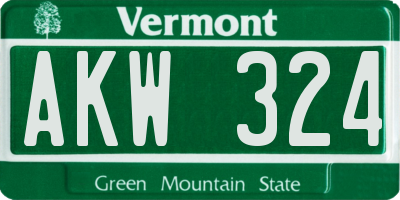 VT license plate AKW324