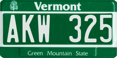 VT license plate AKW325