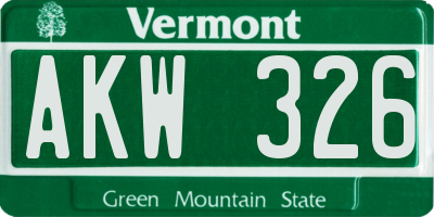 VT license plate AKW326