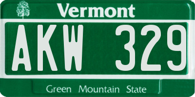 VT license plate AKW329