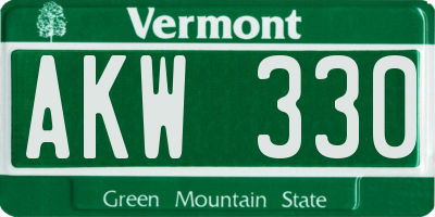 VT license plate AKW330