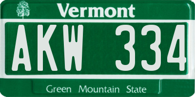 VT license plate AKW334