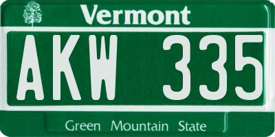 VT license plate AKW335