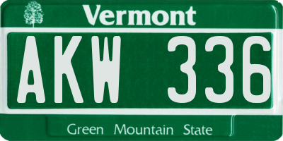 VT license plate AKW336