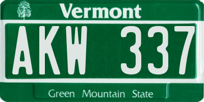VT license plate AKW337