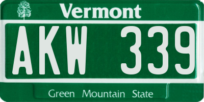 VT license plate AKW339