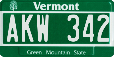 VT license plate AKW342