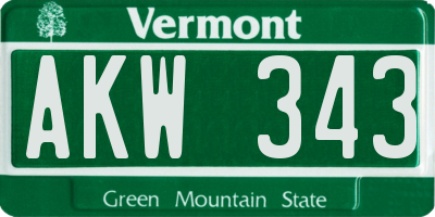 VT license plate AKW343