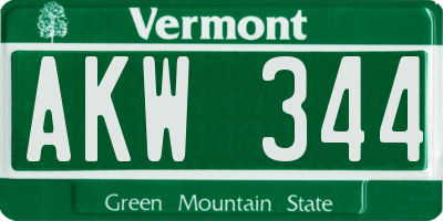 VT license plate AKW344