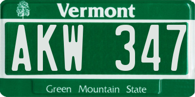 VT license plate AKW347