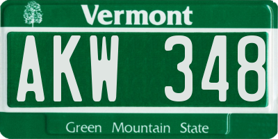 VT license plate AKW348