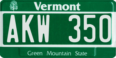VT license plate AKW350
